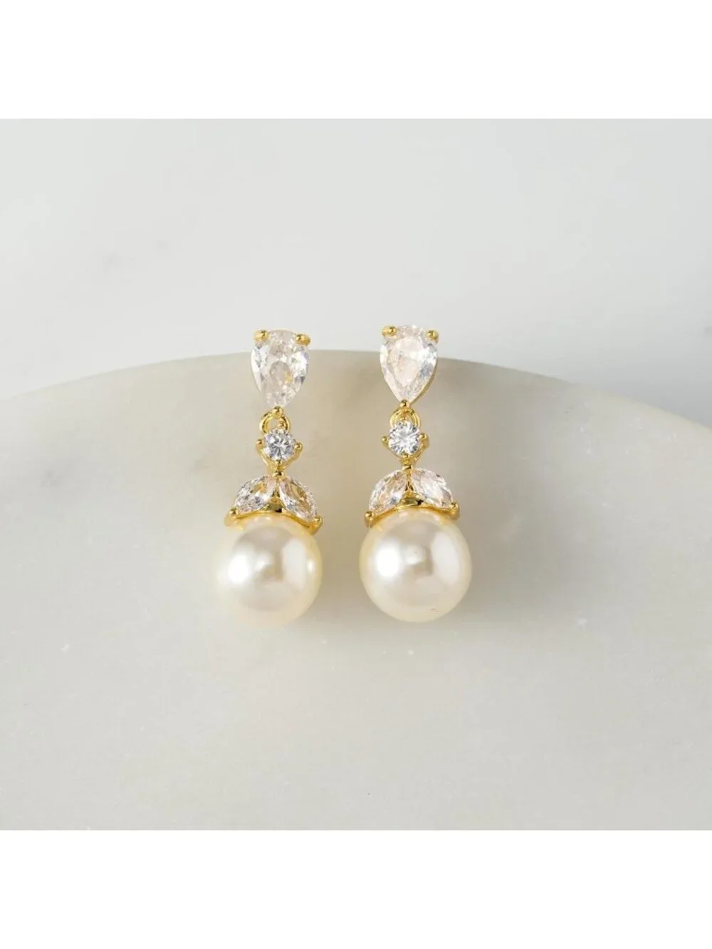 Elegant Pearl Drop Earrings with Cubic Zirconia for Weddings & Bridesmaids Gift